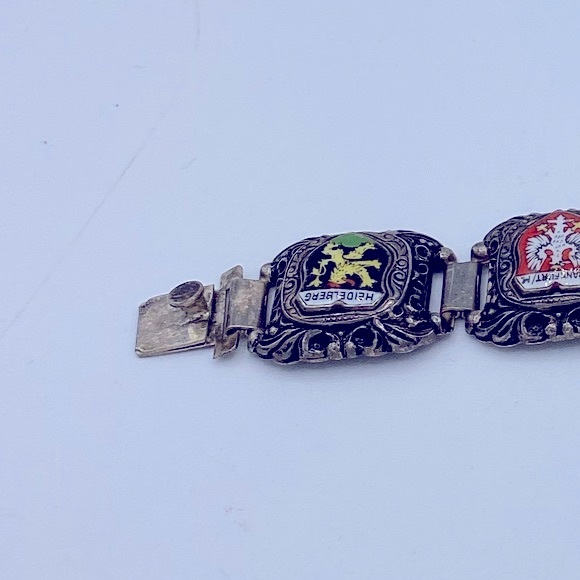 Vintage German Cities Coat Of Arms Silver Link Detailed Bracelet Size 6 3/4” - Picture 2 of 8